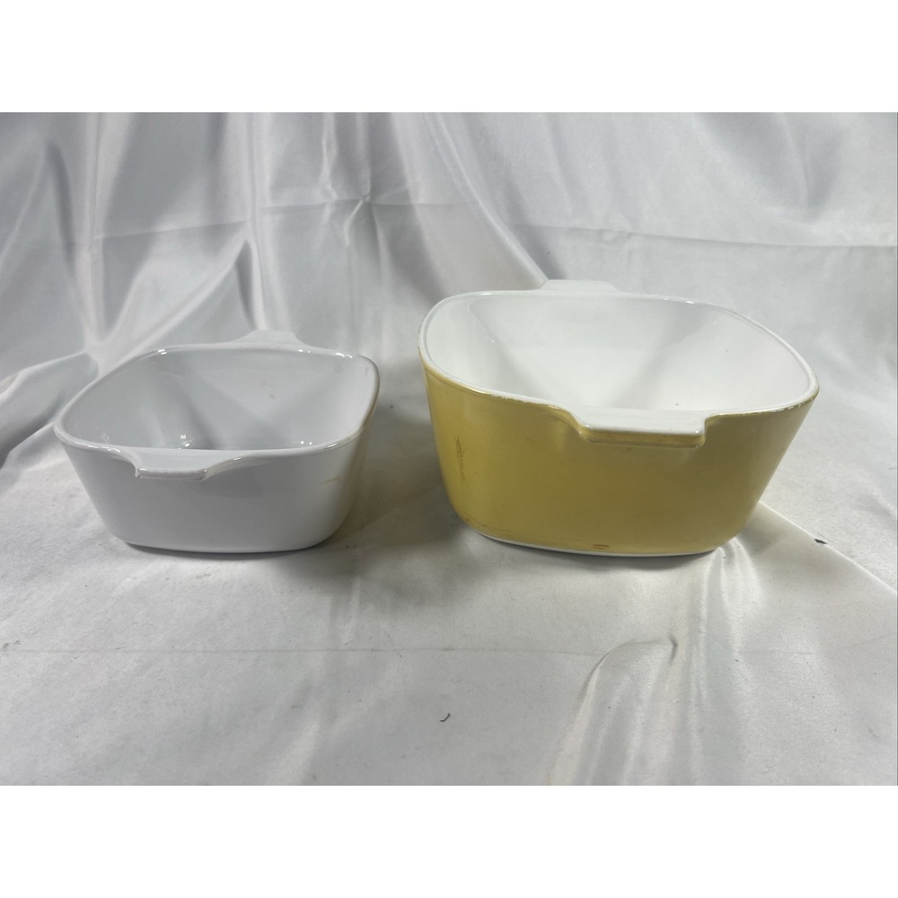 Corning Ware Harvest Gold Yellow & White Casserole No Lids Vintage - Picture 4 of 8